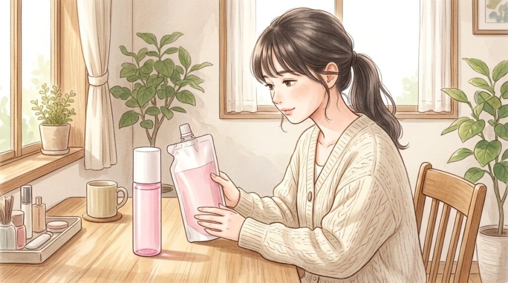 dプログラムの化粧水本体とつめかえ用のコスパ比較
